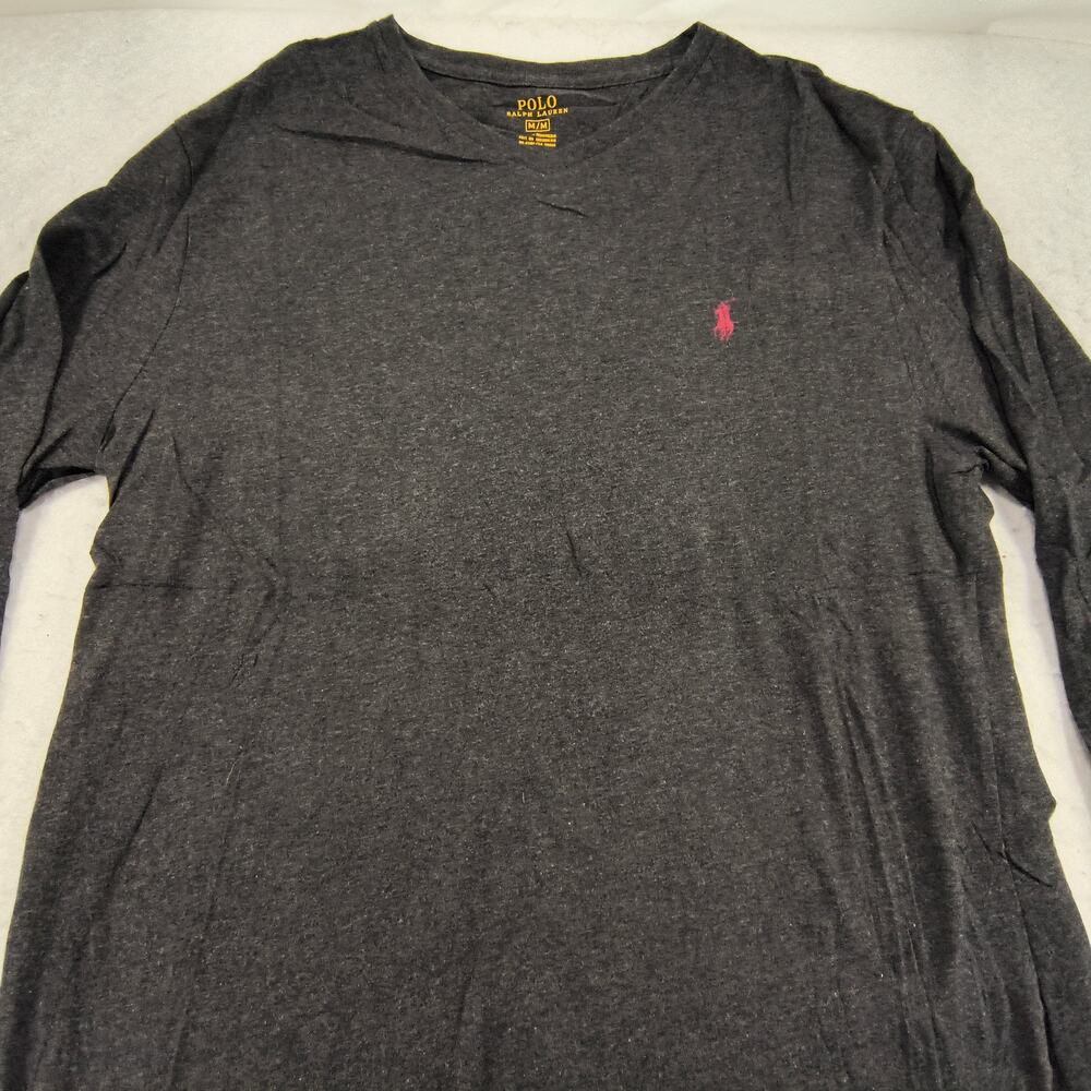 Polo Ralph Lauren Casual Crew Neck Long Sleeve Shirt Mens Size Medium M Gray